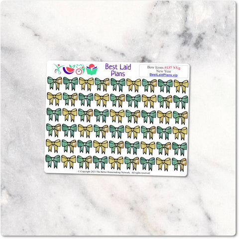 Image of Glitter Bows January Planner Sticker Icons New Year