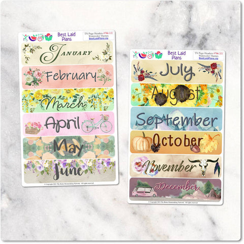 Image of Planner Stickers TN Travelers Notebook Journaling Notes Page Headers