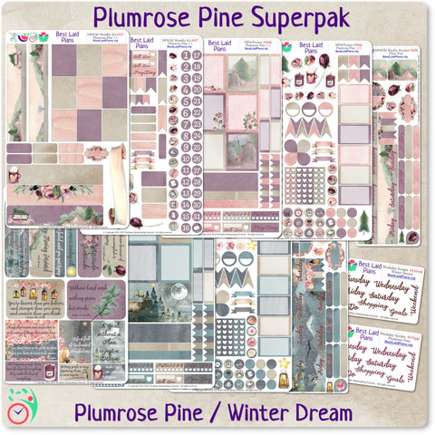 Image of Plans That Stick - Functional Planner Sticker Superpak - Plumrose Pine / Winter Dream
