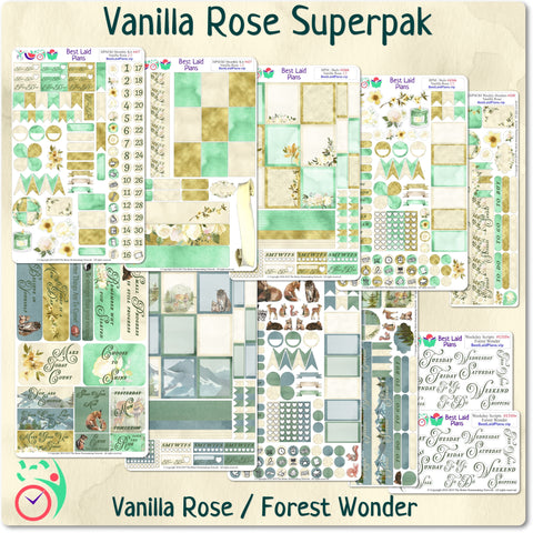 Image of Monthly Planner Sticker Superpak - Vanilla Rose / Forest Wonder