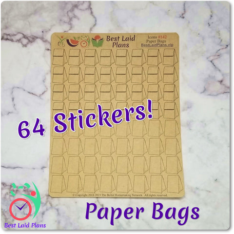 Image of Brown Paper Lunch Bag Grocery Delivery Icon Stickers