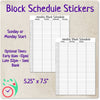 Block Schedule Stickers
