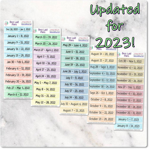 Image of Weekly Date Header Boxes 2023 - Previous Years Available
