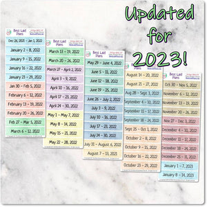 Weekly Date Header Boxes 2023 - Previous Years Available