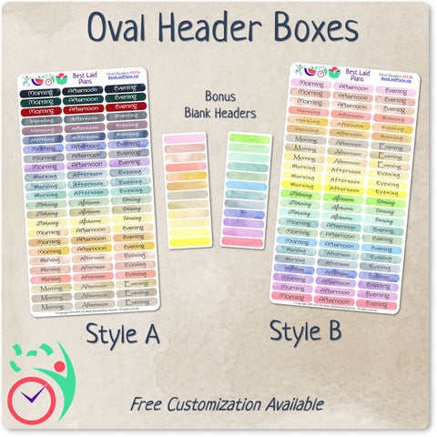 Image of Oval Header Boxes Morning - Afternoon - Evening