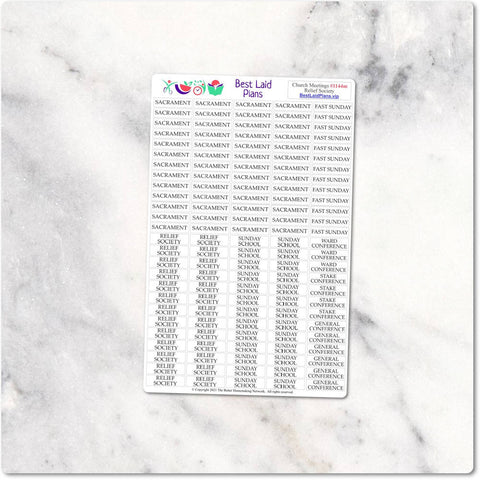 Image of LDS Missionary Planner Stickers Functional Meetings Church