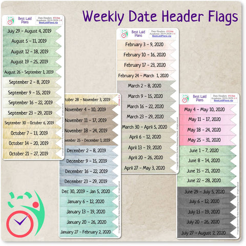 Image of Weekly Date Header Flags 2023
