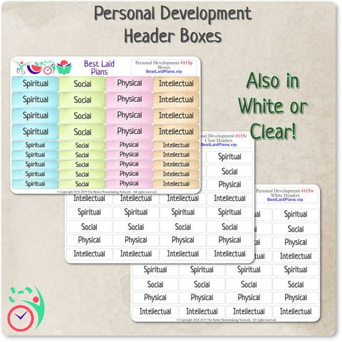 Image of Personal Development Goal Header Stickers