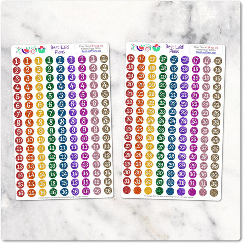 Image of Numerology Numbers Date Dots Rainbow Glitter