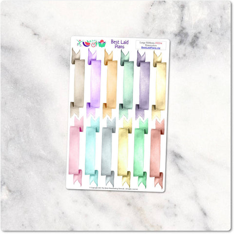 Image of Planner Stickers watercolor journaling ribbon flags