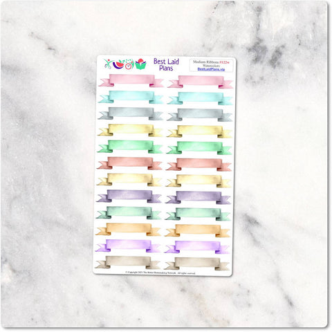 Image of Planner Stickers watercolor journaling ribbon flags