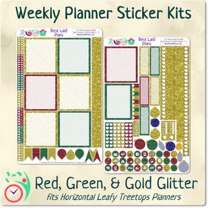 Leafy Treetops Horizontal Weekly Kit Red Green and Gold Glitter