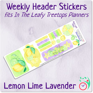 Leafy Treetops Weekly Header Boxes Lemon Lime Lavender