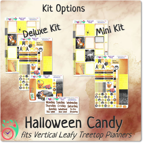 Image of Leafy Treetops Vertical Weekly Kit Watercolor Halloween Candy