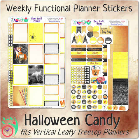 Image of Leafy Treetops Vertical Weekly Kit Watercolor Halloween Candy