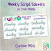 Weekday Scripts Mint Cursive