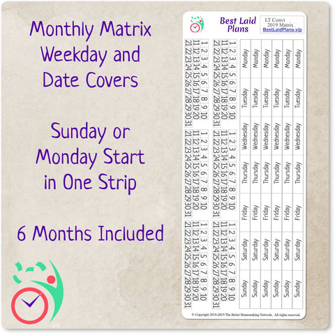 Image of Monthly Matrix Weekday and Date Covers