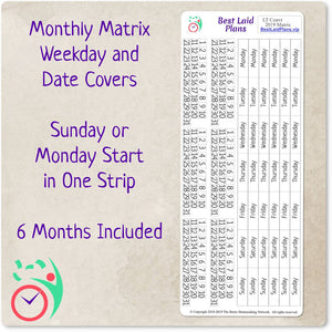 Monthly Matrix Weekday and Date Covers
