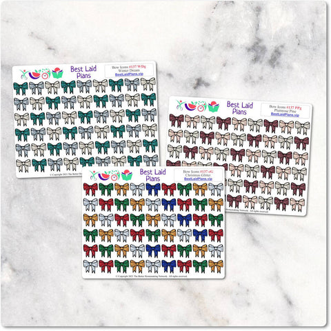 Image of Planner Stickers Glitter Bows Icons Christmas December