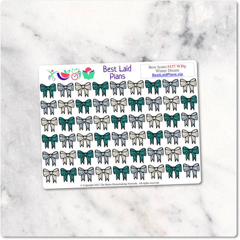 Image of Planner Stickers Glitter Bows Icons Christmas December