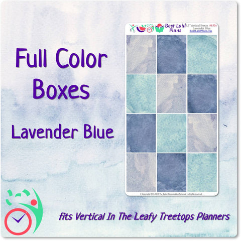 Image of Leafy Treetops Vertical Full Color Boxes Lavender Blue