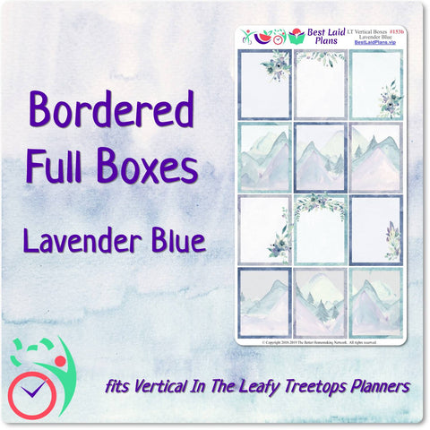 Image of Leafy Treetops Vertical Full Border Boxes Lavender Blue