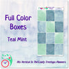 Leafy Treetops Vertical Full Boxes Teal Mint