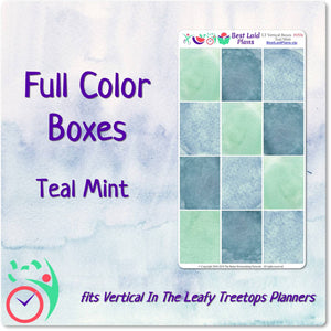 Leafy Treetops Vertical Full Boxes Teal Mint