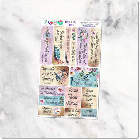Image of Planner Stickers motivational quotes boho peony dusty rose