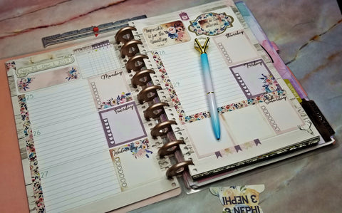 Image of Headers Trackers and Checklists Kit Happy Planner Boho Peony Dusty Rose