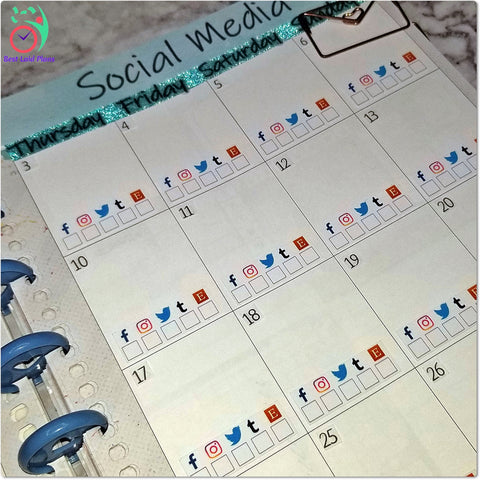 Image of Social Media Horizontal Checklist Planner Stickers