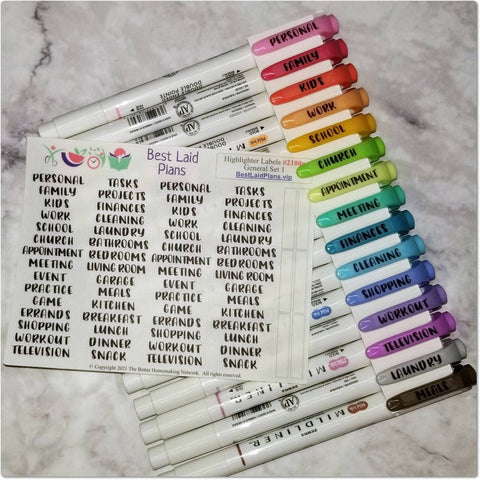 Image of Highlighter Labels Block Schedule Pen Color Categories Clear Functional Planner Stickers
