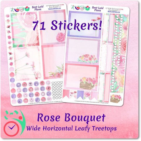 Image of Leafy Treetops Wide Horizontal Weekly Kit Rose Bouquet