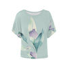 Lavender Blue Flower Bud Batwing Sleeve T-Shirt