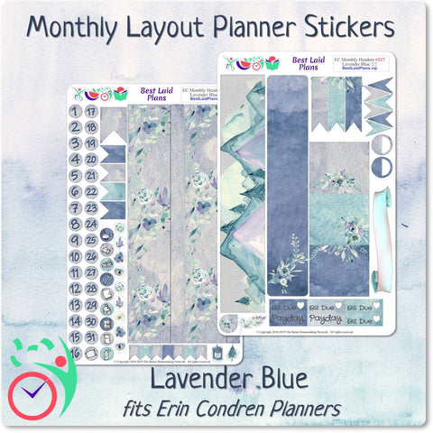 Image of Erin Condren Monthly Headers Lavender Blue