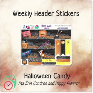 Erin Condren and Happy Planner Weekly Header Boxes Halloween Candy