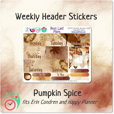Image of Erin Condren and Happy Planner Weekly Header Boxes Pumpkin Spice
