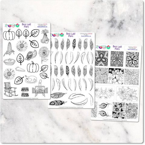 Image of Planner Stickers Pumpkin Flowers Leaves Feathers