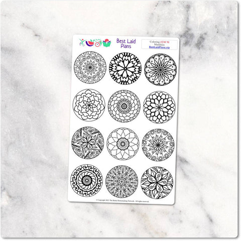 Image of Coloring Planner Stickers Mandalas