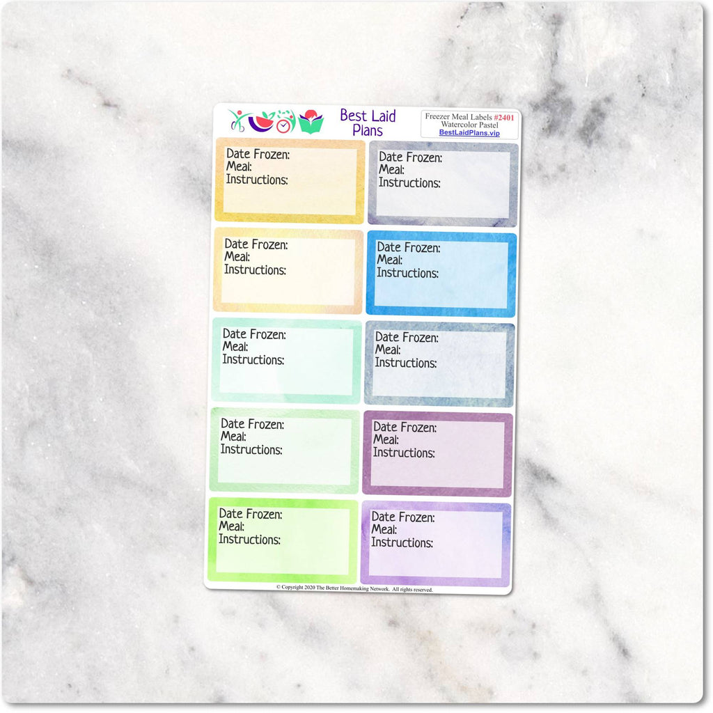 Freezer Meal Labels on Waterproof Vinyl - Watercolor Pastel - Customiz –  Best Laid Plans