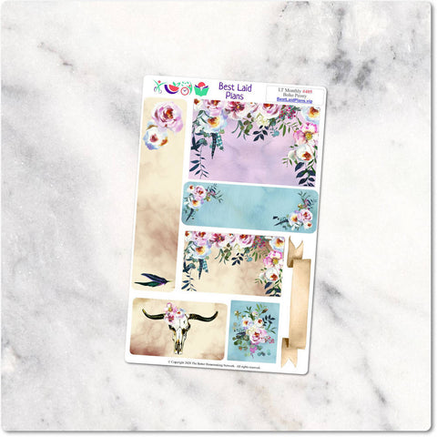 Image of Planner Stickers Leafy Treetops Functional Monthly Headers Boho Peony Dusty Rose