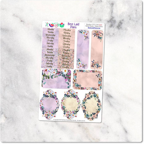 Image of Planner Stickers Leafy Treetops Functional Bohemian Boho Peony Dusty Rose