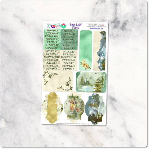 Image of Headers Trackers and Checklists Kit Leafy Treetops Vertical Horizontal Vanilla Rose Forest Wonder