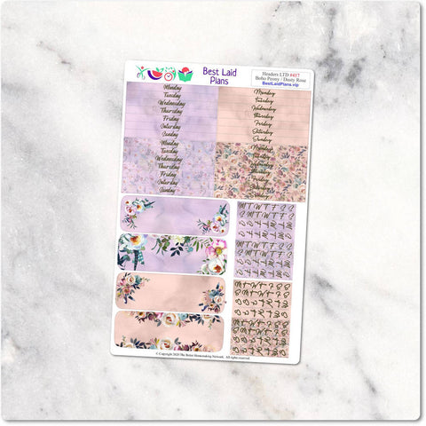 Image of Planner Stickers Leafy Treetops Functional Bohemian Boho Peony Dusty Ros