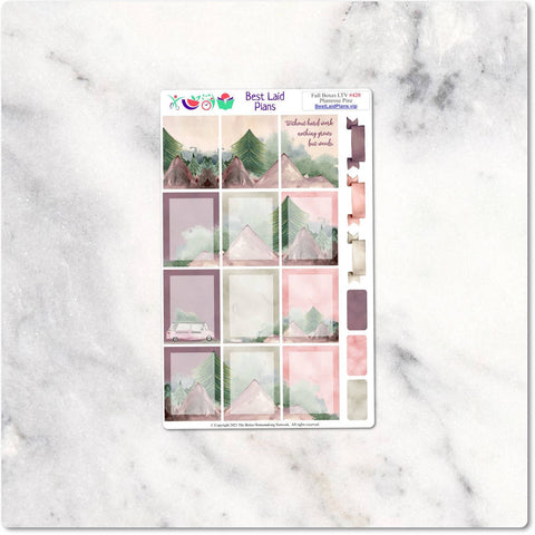 Image of Planner Stickers Full Boxes Leafy Treetops Plumrose Pine Mountains