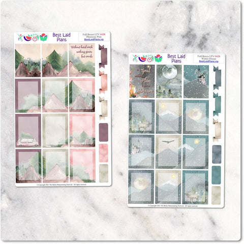 Image of Planner Stickers Full Boxes Plumrose Pine Mountains Snow Winter