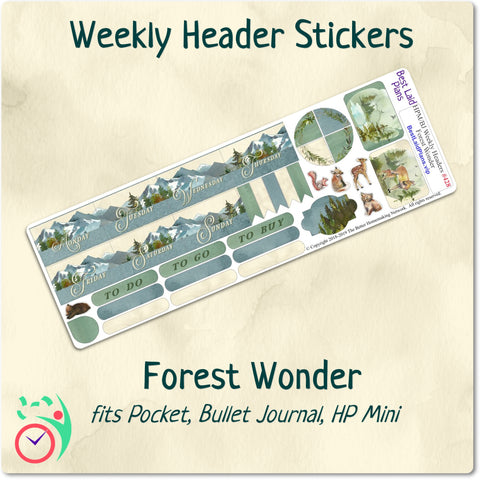 Image of Happy Planner Mini Weekly Headers Forest Wonder