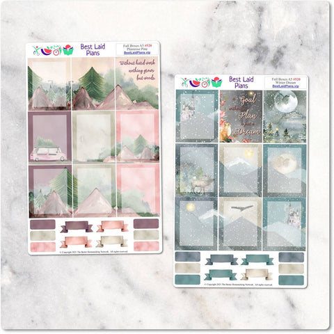 Image of Planner Stickers Full Boxes Winter Snow Pine Mountains A5