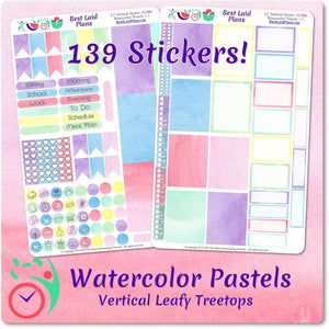 Leafy Treetops Vertical Weekly Kit Watercolor Pastels