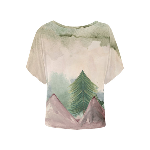 Image of Plumrose Pine Mountains Batwing Sleeve T-Shirt
